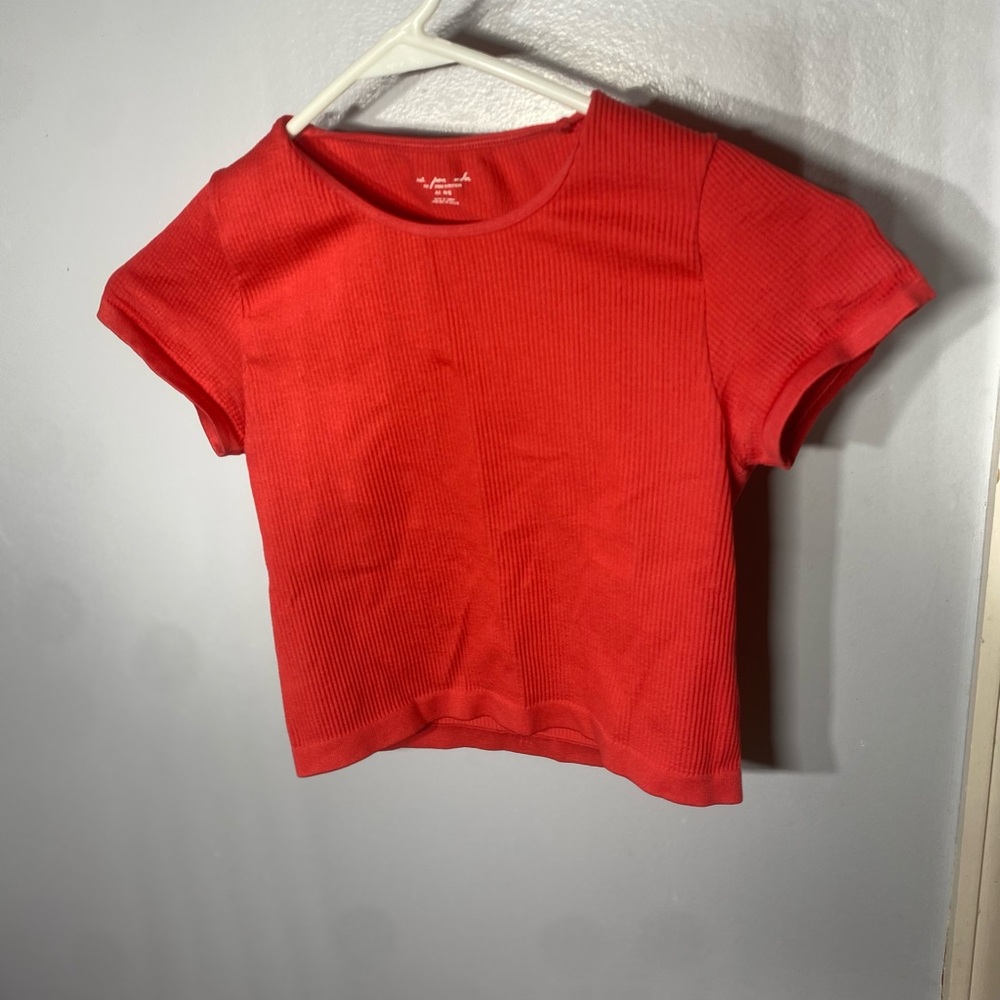 Urban Outfitters Bright Red Orange Ribbed Tee